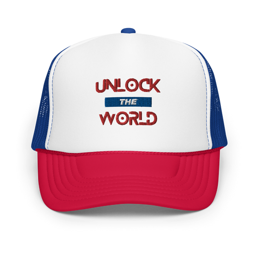 Foam trucker hat Unlock The World
